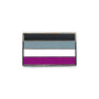 Close up image of an asexual flag pin