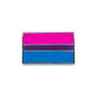 Close up image of a bisexual flag pin